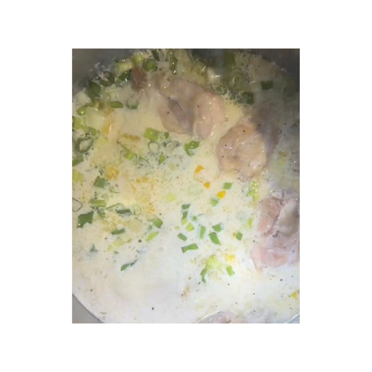chicken in coconut milk in a large pot