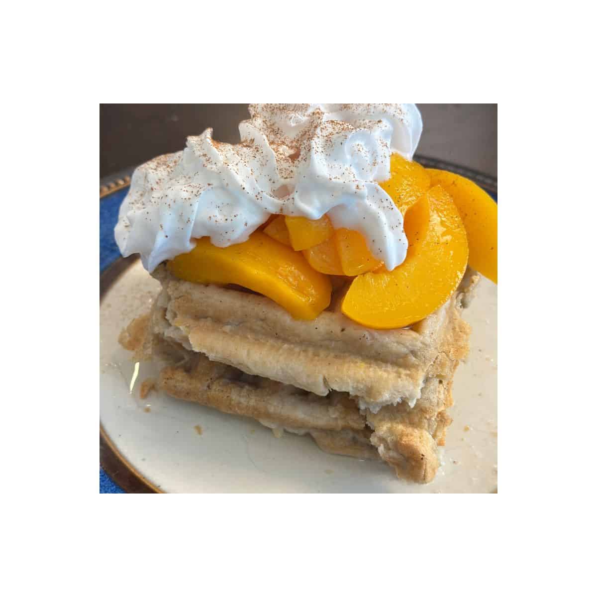 stacked peach waffles dairy-free and soy-free